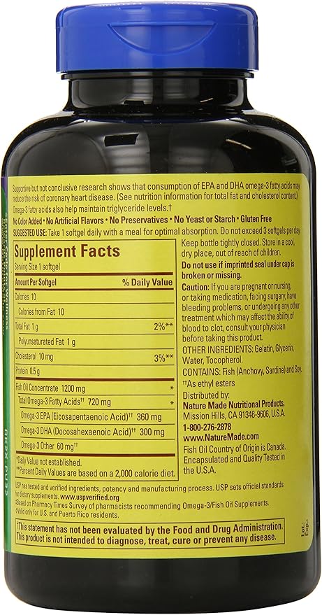 Nature Made (One a Day) Fish Oil, 1200mg 120-Count