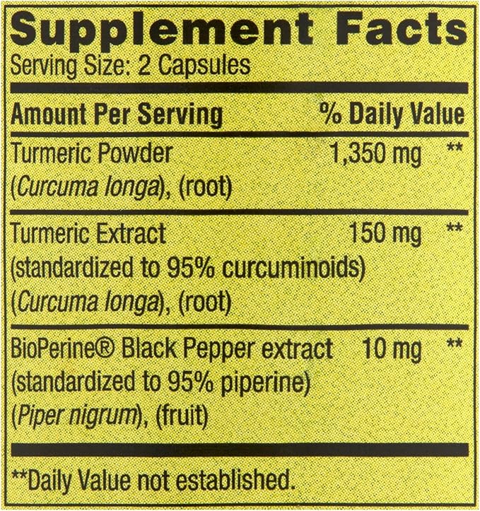 Spring Valley Turmeric Curcumin 1500mg- with Black Pepper Capsules, 90ct (Pack of 1), Boxed by Fusion Shop Store