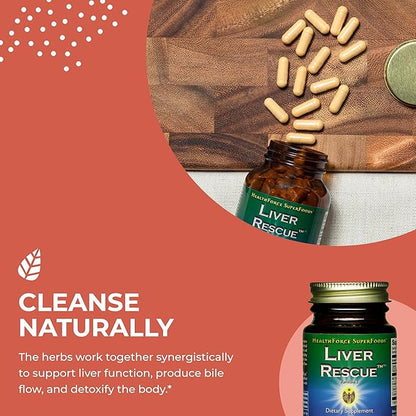 HealthForce SuperFoods Liver Rescue - Natural Liver Cleanse - with Milk Thistle & Dandelion Root - Gluten-Free & Vegan - 30 Capsules