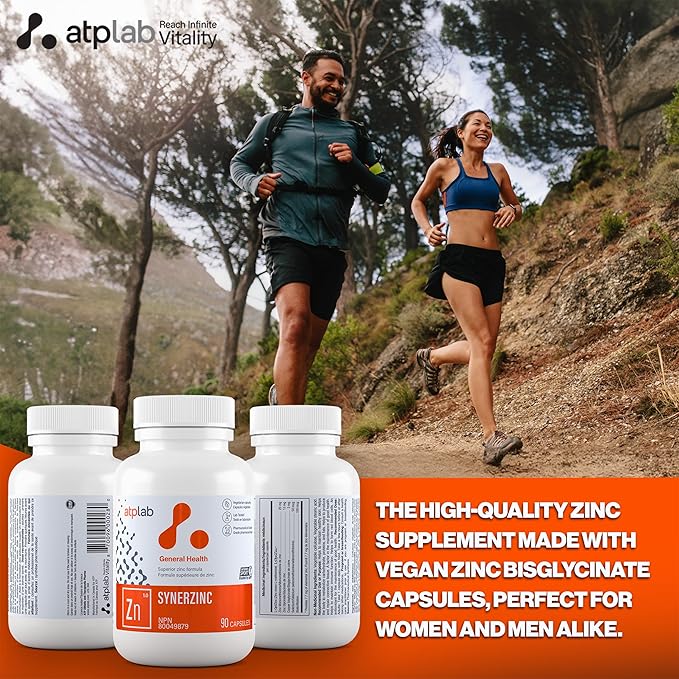 ATP LAB Synerzinc 90 caps - Vegan Zinc Supplement for Men and Women - Zinc Mineral Supplements - Healthy Skin - Zinc Vitamins for Adults