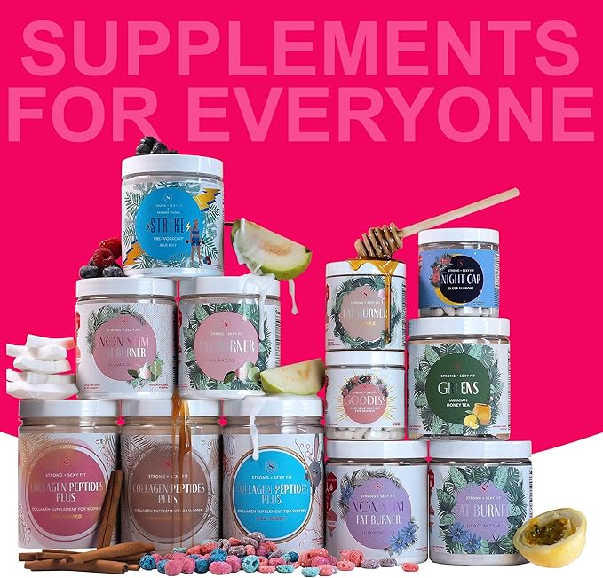 Strong + Sexy Fit Greens Superfood Powder, Green Juice for Gut Health, Energy & Immune Support, Fruit and Veggies Supplement with Wheat Grass, Digestive Enzyme, Vitamin C, 30 SVG, Berry Hibiscus