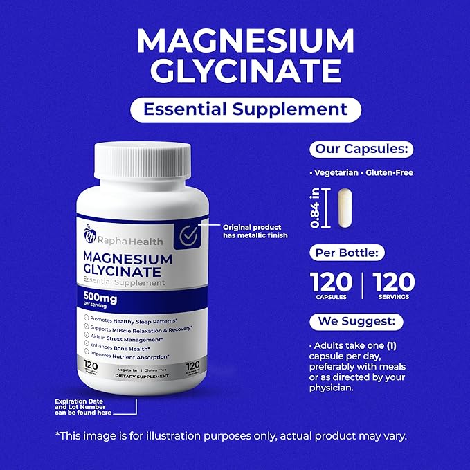 Magnesium GLYCINATE 500mg | High Absorption | 100% Chelated | Supports Bone Health & Muscle Recovery | 120 Capsules - 4 Month Supply