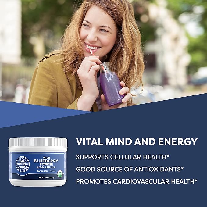 Vimergy Wild Blueberry Powder –Protects Brain Health* - Supports Cardiovascular Function* – Organic, Vegan & Gluten-Free – Trial Size 125g