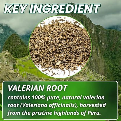 Valerian Root Capsules (100ct) - Pure Valeriana Te de Valeriana Herbal Calming Night Relaxation Wellness Support Tea Supplement from Peru