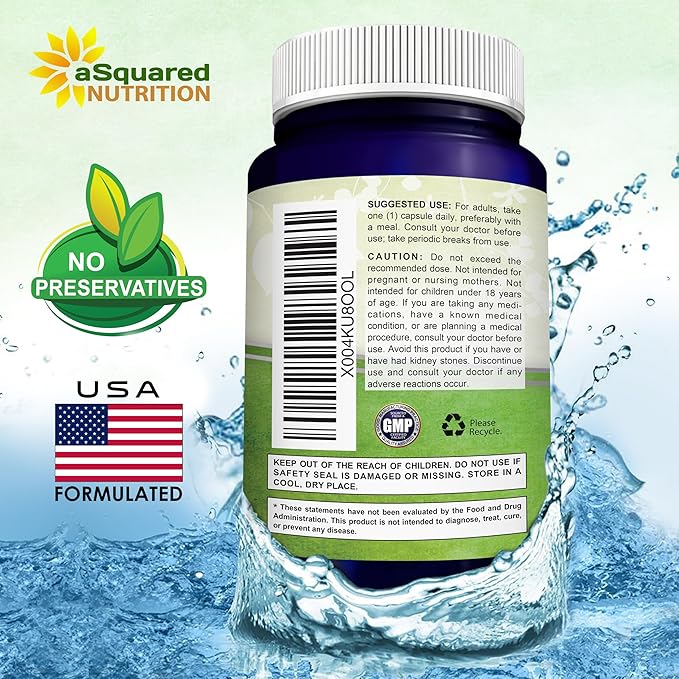 aSquared Nutrition Quercetin 500mg Supplement - 60 Capsules - Quercitin Dihydrate Powder Complex Pills to Support Immune Response & Cardiovascular Health - Pure & Max Strength