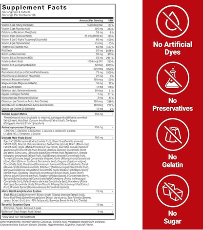 FORCE FACTOR Test X180 Multivitamin, Testosterone Booster Supplement for Men, Support Muscle, Strength, Performance & Vitality, 50+ Nutrients for Men’s Health & All 13 Essential Vitamins, 120 Tablets