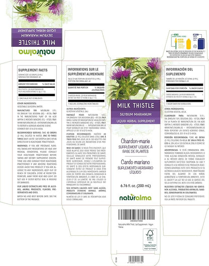 Naturalma Milk Thistle (Silybum marianum) Fruit and herb Alcohol-Free Tincture - 6.76 fl oz Liquid Extract in Drops - Herbal Supplement - Vegan
