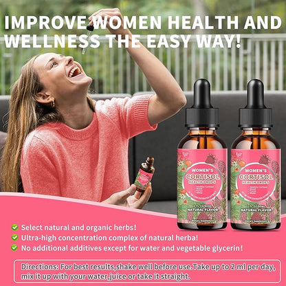 Cortisol Supplements for Women Liquid Drops,Cortisol Manager with Ashwagandha,L-theanine,Phosphatidylserine,Rhodiola Rosea for Mood Support,Adrenal Balance,Sleep,Vegan,Natural Flavor,4 Fl Oz