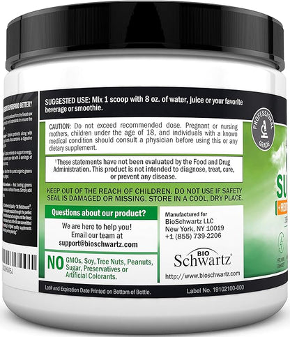 Super Greens Powder Superfood - Greens Powder with Probiotics Prebiotics Digestive Enzymes and 43 Green Superfoods - Chlorophyll Bilberry Chlorella Spirulina Grass - Tastes Amazing - 30 Servings