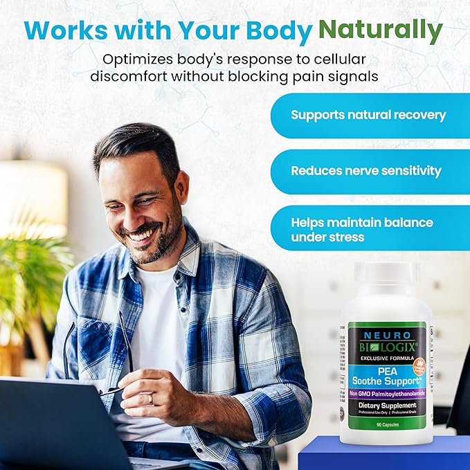 PEA Soothe Support Natural Relief Formula - PEA Supplement Featuring PEA & Resveratrol to Support Nerve Function & Reduce Sensitivity - Promotes Recovery, Mental Clarity, Energy & Everyday Balance