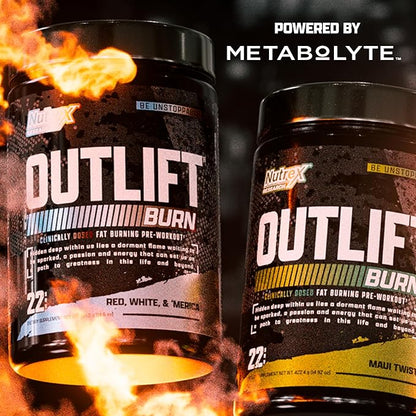 Nutrex Outlift Burn Pre-Workout Supplement for Energy, Focus & Endurance | Metabolyte, L-Citrulline, Beta-Alanine & Caffeine | Thermogenic Formula for Performance (22 Servings, Maui Twist)