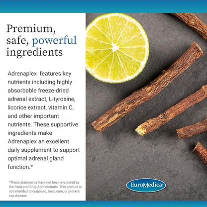 EuroMedica Adrenaplex - Healthy Adrenal Function Support Supplement - Dietary Supplement with L-Tyrosine, Pantothenic Acid & Vitamin B6 - Supports Adrenal Gland Health & Positive Outlook - 60 Capsules
