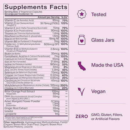 Prenatal Multivitamin | Conception, Pregnancy & Postpartum | Key Ingredients Including DHA, Folate & Iron | Expertly-Formulated & Tested | Designed for Absorption with Nausea Support, 60 Ct