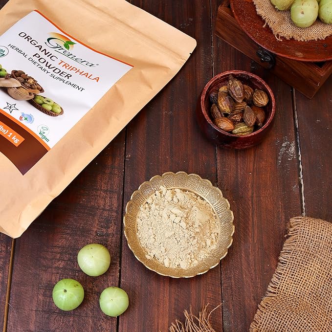 Grenera Organic Triphala Powder 2.2 lb (35.2 Ounce) - Made with Organic Amalaki, Organic Bibhitaki, Organic Haritaki Fruit - USDA Organic, Vegan, Kosher Certified