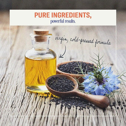 Organic Black Seed Oil Liquid (8oz) Quality Antioxidant Black Seed Supplement, Non- GMO Vegan & Gluten Free Cumin Oil for Hair Growth, Digestion, Joints & Skin