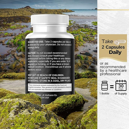 Sea Moss Black Seed Oil Ashwagandha Turmeric Bladderwrack Burdock - with Manuka, Honey Dandelion, ACV Black Pepper Gluten Free- 120 Count
