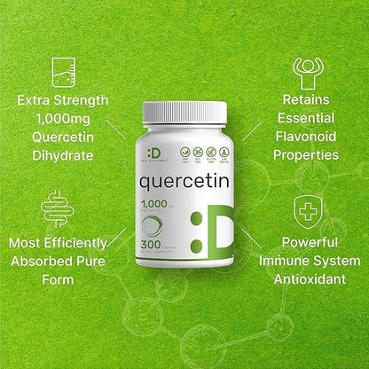 DEAL SUPPLEMENT Quercetin 1,000mg Per Serving, 300 Capsules – Healthy Immune Support Supplements, High Bioavailable Flavonoids, Natural Antioxidant – Non-GMO, Soy Free, No Gluten