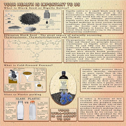 Ethiopian Black Seed Oil 16oz – Extra Strength 3x Thymoquinone – 100% Pure Cold-Pressed Nigella Sativa – Immune, Joint, Hair and Skin Support