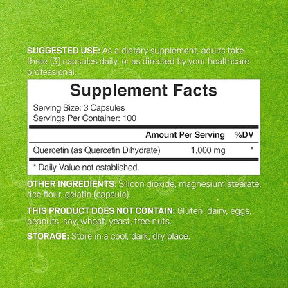 DEAL SUPPLEMENT Quercetin 1,000mg Per Serving, 300 Capsules – Healthy Immune Support Supplements, High Bioavailable Flavonoids, Natural Antioxidant – Non-GMO, Soy Free, No Gluten