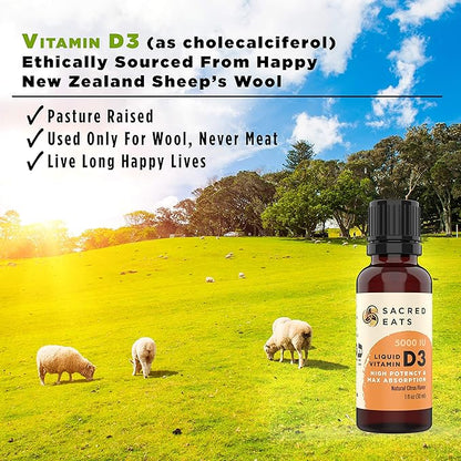 Organic Liquid Vitamin D Drops for Kids & Adults, Sugar Free. Easy to Use 1,000 IU/Drop in Coconut MCT Oil. Lasts Months, Best for High Doses. Max Absorption VIT D3 Supplement. Great Taste (Citrus)