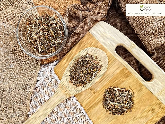 ORGANIC WAY St. John's Wort Cut & Sifted (Hypericum perforatum) - Herbal Tea | European Wild-Harvest | Organic, Kosher & USDA Certified | Vegan, Non GMO & Gluten Free | Origin - Albania (8 Oz)