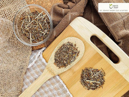 ORGANIC WAY St. John's Wort Cut & Sifted (Hypericum perforatum) - Herbal Tea | European Wild-Harvest | Organic, Kosher & USDA Certified | Vegan, Non GMO & Gluten Free | Origin - Albania (8 Oz)